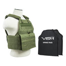 LEVEL IIIA VISM BSCVPCV2924G-A PLATE CARRIER VEST WITH 10"X12' LEVEL IIIA SHOOTERS CUT 2X SOFT BALLISTIC PANELS/ GREEN
