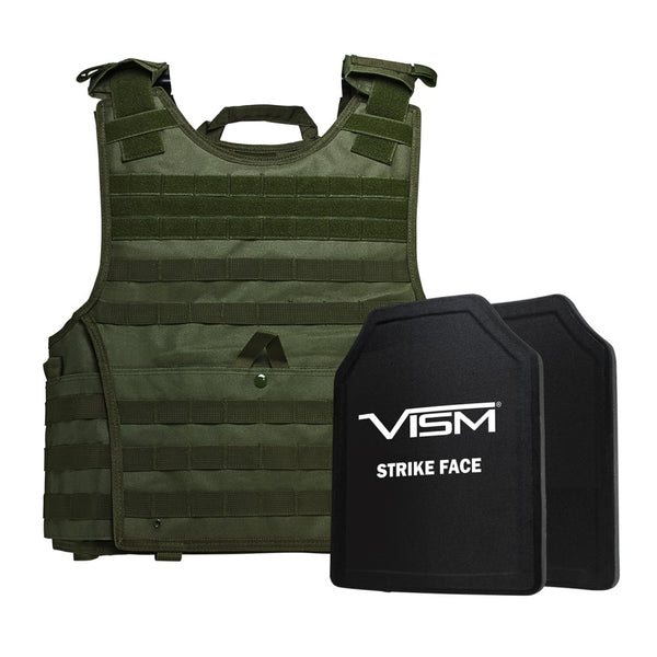 LEVEL III+ VISM by NcSTAR BPLCVPCVXL2963G-A EXPERT PLATE CARRIER VEST (2XL+) WITH 11"X14" LEVEL III+ SHOOTERS CUT 2X HARD BALLISTIC PLATES/ EXTRA LARGE/GREEN