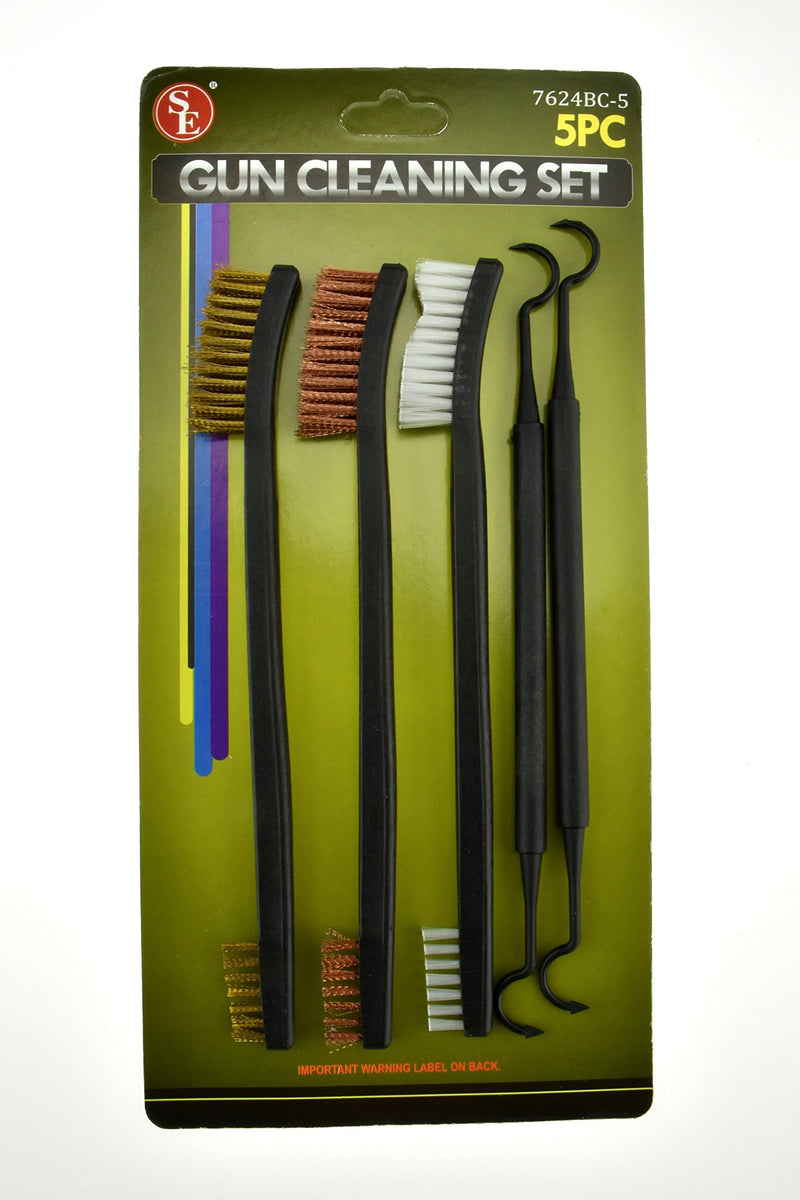 SE 7624BC-5 Gun Cleaning Set with 3 Brushes & 2 Double-Ended Picks