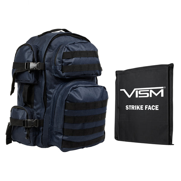 LEVEL IIIA VISM by NcSTAR BSCBL2911-A TACTICAL BACKPACK WITH 10"x12" LEVEL IIIA SOFT BALLISTIC PANEL/ BLUE WITH BLACK TRIM