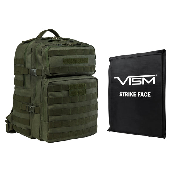 LEVEL IIIA VISM by NcSTAR BSCBAG2974-A ASSAULT BACKPACK WITH 11"x14" LEVEL IIIA SOFT BALLISTIC PANEL/ GREEN