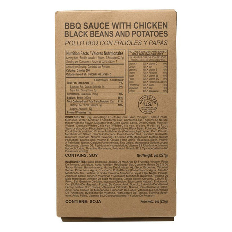 MRE Star Case of 52 BBQ Chicken in Sauce with Black Beans and Potatoes Entrees - CE-201C