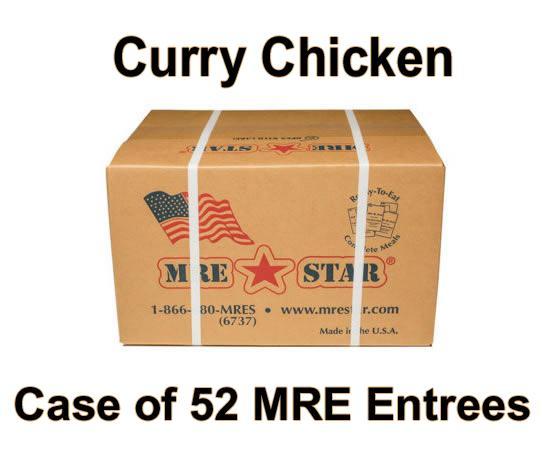 MRE Star Case of 52 Curry Chicken with Rice, Vegetables & Lentils Entrees - CE-206C