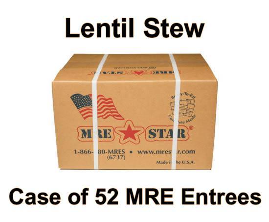 MRE Star Case of 52 Lentil Stew with Potatoes and Ham Entrees - HM-302C