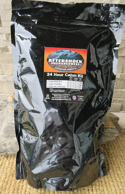 Single bag of Aftershock 24 Hour Cajun Emergency Food Kit