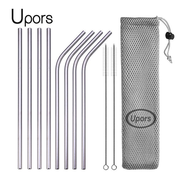 stainless steal reusable straws with cleaning tools
