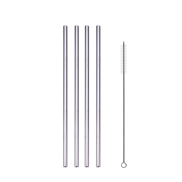 4 straight stainless steel reusable straws