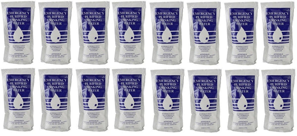 16 Pouches Purified SOS Emergency Water Pouch Disaster Survival 125 ml Each Kit