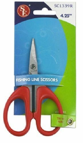 SE SC1339R Fishing Line Scissors 4-1/4” Stainless Steel Blades Red Handles
