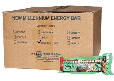 SOS Food Labs SOS-TROPICAL-144 Millennium Bars 400-Calorie Tropical Case