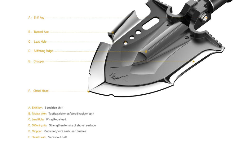 shovel head features Zune Lotoo Annihilate F-A3 Multi Tool Survival Shovel